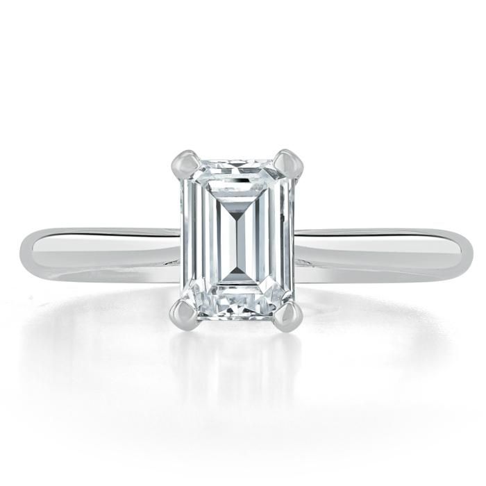 Tungsten Wedding Rings Australia  Emerald Cut Moissanite Engagement Ring, Tiffany Style