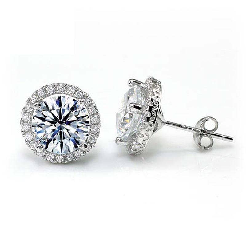 Gold Wedding Ring Price In Saudi Arabia  2.00ct each, Classic Diamond Halo Stud Earrings, Round cut, 925 Sterling Silver