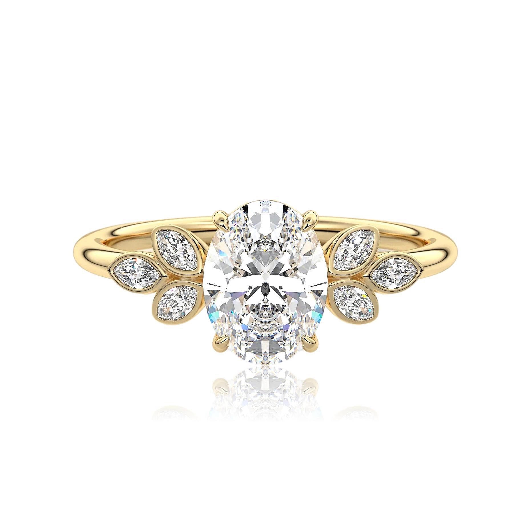 Best Engagement Rings Nz  Vintage Oval Cut Floral Moissanite Engagement Ring