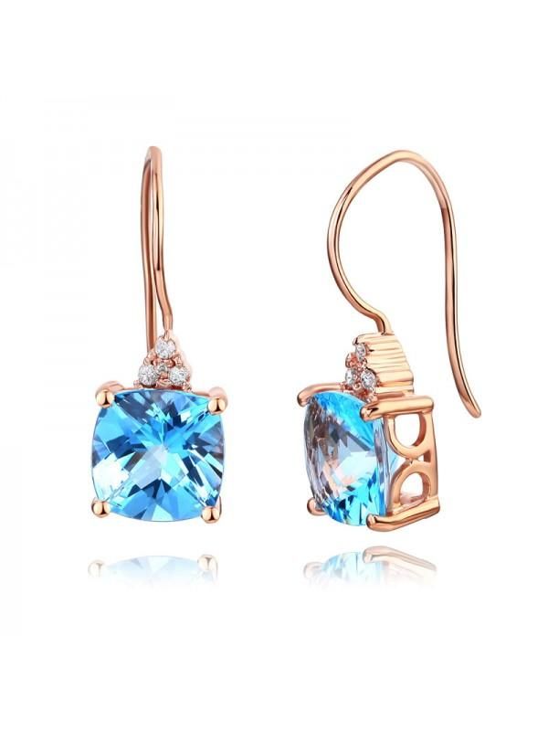 Diamond Wedding Band Australia  2.50ct each, Round Cut Blue Topaz and Diamond Earrings, 14kt Rose Gold