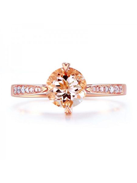 Wedding Ring New Zealand  1.20ct Rose Gold, Round Cut Morganite Engagement Ring, Available in All Metals