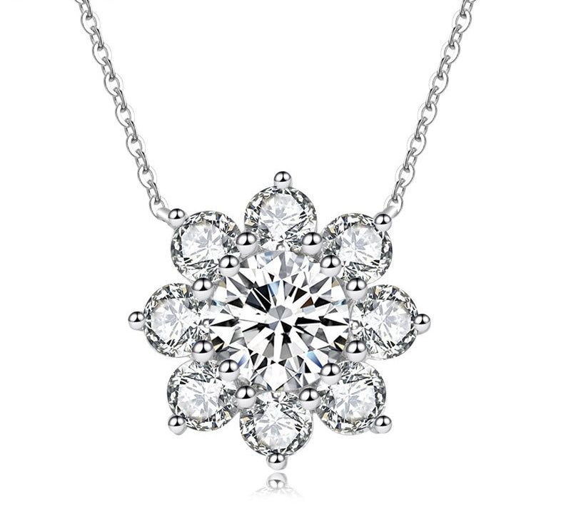 Platinum Wedding Rings Australia  2.50ct Round Cut Diamond Halo Pendant, Bridal Halo Diamond Necklace, 925 Silver