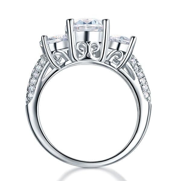 Saudi Arabia Engagement Rings  2.00ct Vintage Diamond 3 Stone Engagement Ring, Brilliant Cut, 925 Silver