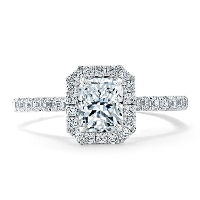 White Gold Wedding Rings Australia  Radiant Cut Moissanite Halo Engagement Ring, Classic Style