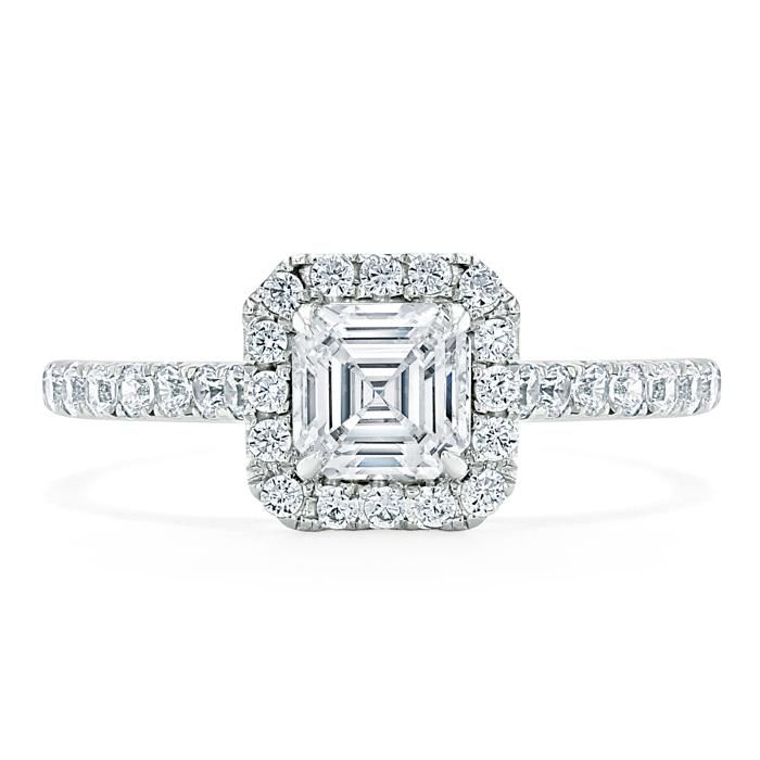 Russian Wedding Ring Australia  Asscher Cut Moissanite Engagement Ring, Classic Halo