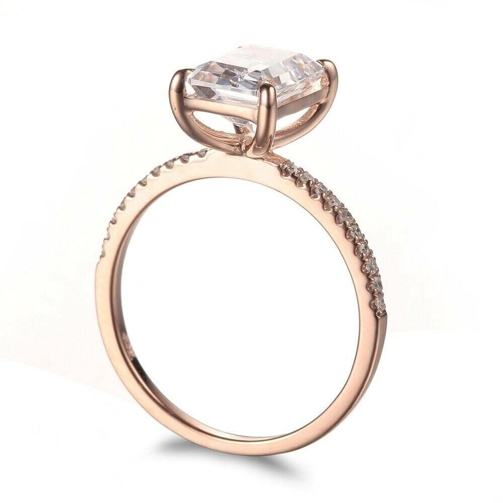 Black Men's Rings Australia  2.00ct Emerald Cut Moissanite Engagement Ring, Available in 14kt or 18kt Rose Gold