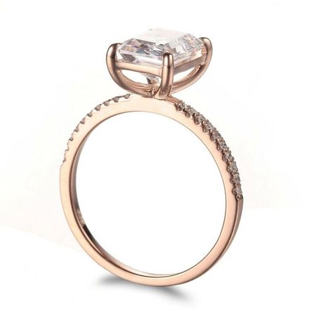 Black Men's Rings Australia  2.00ct Emerald Cut Moissanite Engagement Ring, Available in 14kt or 18kt Rose Gold