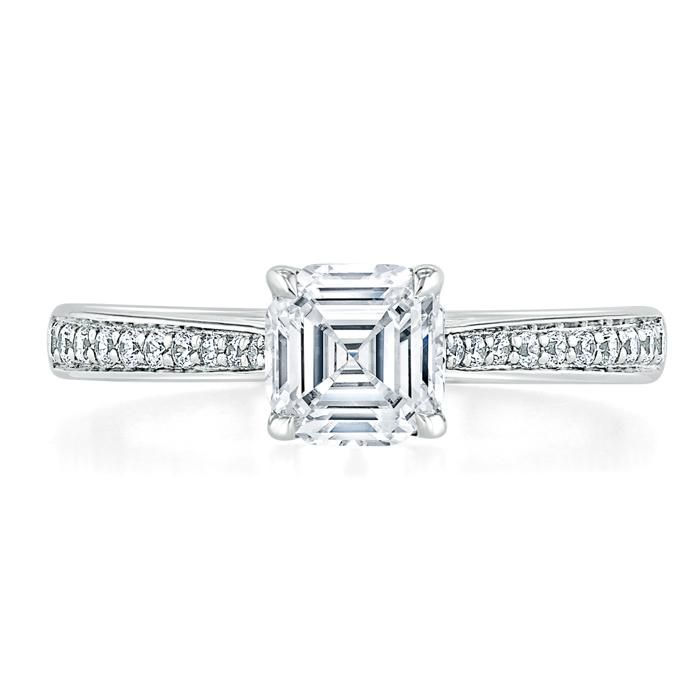 Mens Wedding Bands Adelaide  Lab-Diamondf Asscher Cut Engagement Ring, Classic Style