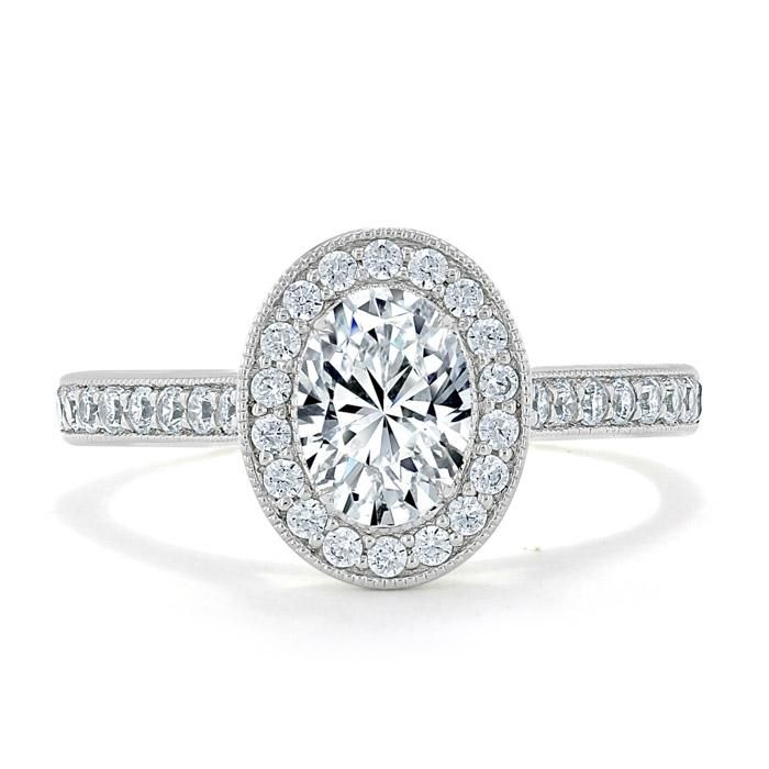 Customised Wedding Ring Singapore  Oval Cut Moissanite Halo Engagement Ring, Tiffany Style