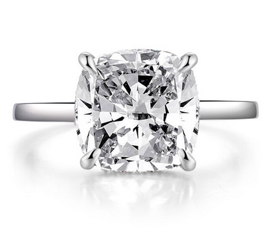 Engagement Rings Kuwait  5.00ct Classic Cushion Cut Diamond Engagement Ring, 925 Silver