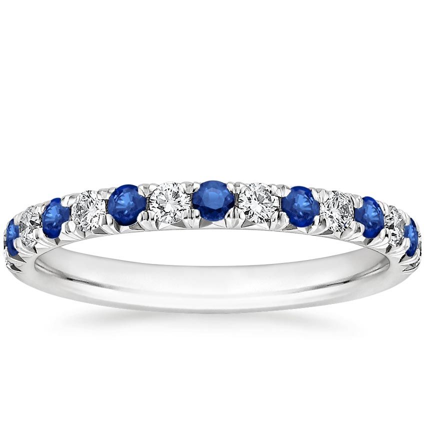 Cost Of Wedding Singapore  0.70ct Blue Sapphire Wedding Band, Delicate Half Eternity Ring, 2.25mm Wide