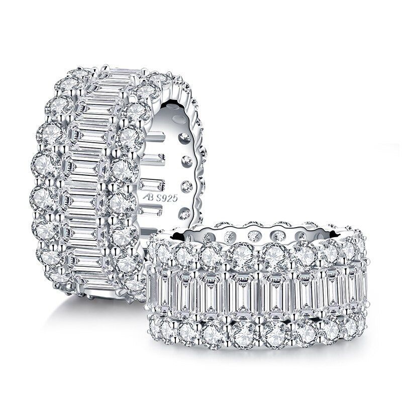 Wedding Ring Saudi Arabia  5.00ct Diamond Wedding Band, Full Eternity Ring, 925 Sterling Silver