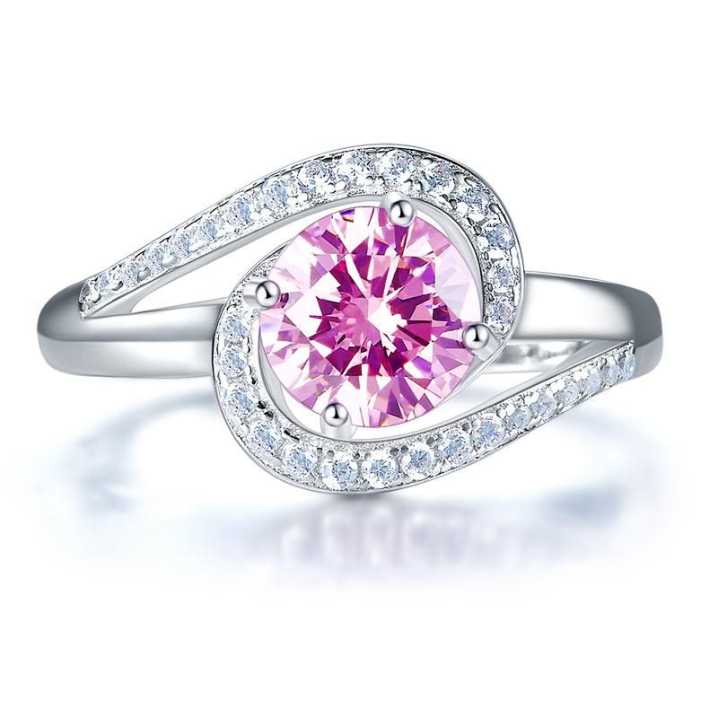 Gold Wedding Ring Singapore   1.25ct Vivid Pink, Round Brilliant Cut Diamond Twist Engagement Ring