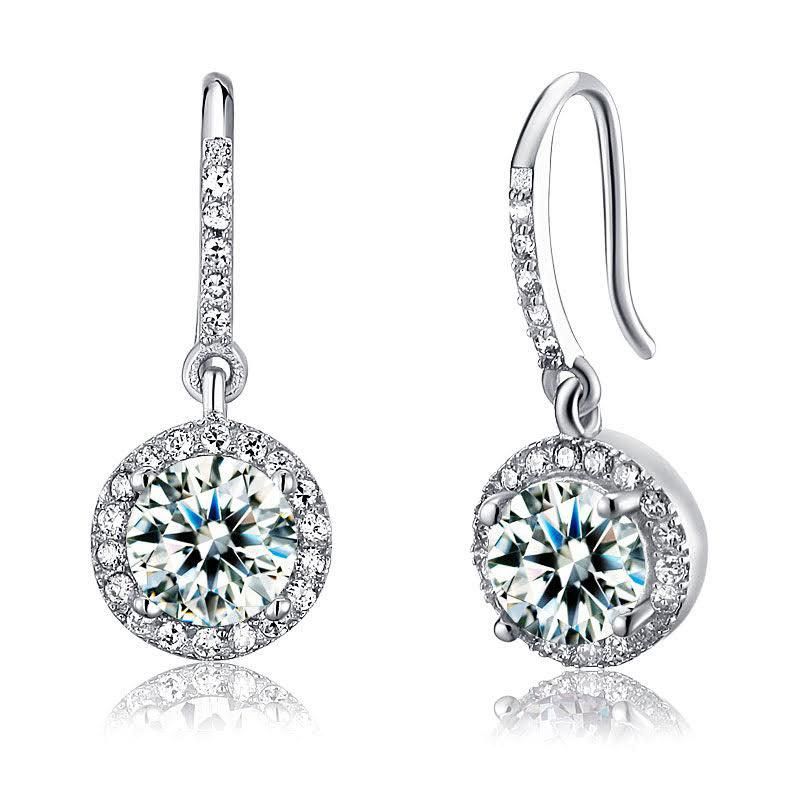 Non Traditional Engagement Rings Australia  1.50ct each, Vintage Art Deco, Round Cut Diamond Earrings, 925 Sterling Silver