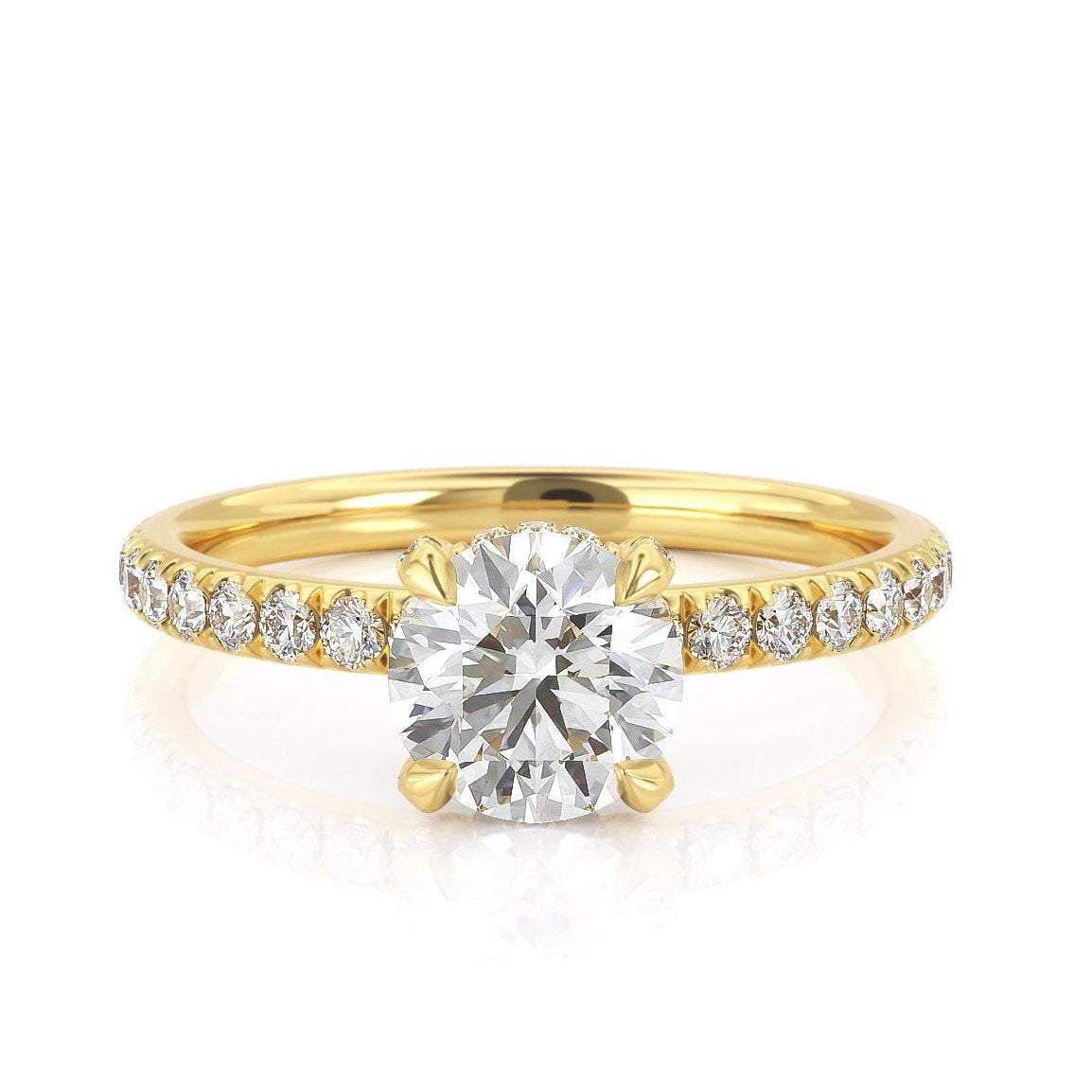 Best Wedding Bands Singapore  Round Cut Moissanite Engagement Ring, Classic Style