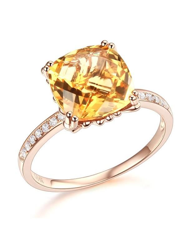 Affordable Engagement Rings Australia  3.60ct Cushion Cut Citrine Engagement Ring, Available in All Metals