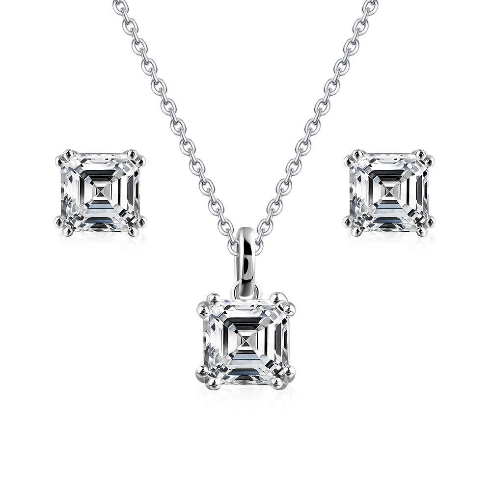 Mens Diamond Rings Australia  3.00ct Total, Moissanite Pendant &amp; Earring Set, 925 Sterling Silver