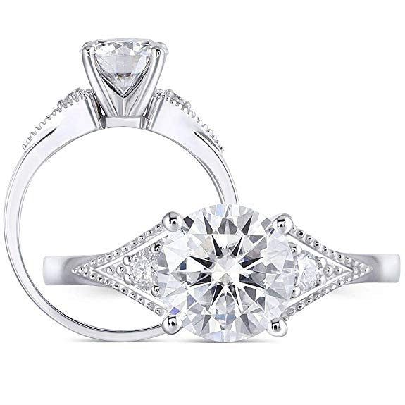 Cheap Wedding Rings Singapore  Round Cut Moissanite Engagement Ring