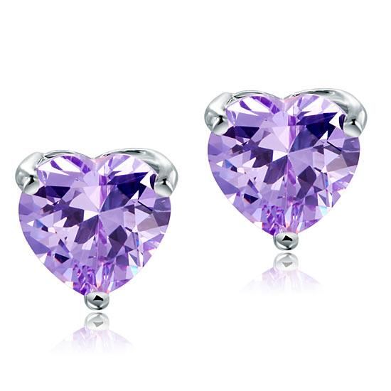 Gold Wedding Ring Price In Saudi Arabia  2.00ct each, Purple Amethyst, Classic Heart Cut Diamond Stud Earrings, 925 Sterling Silver