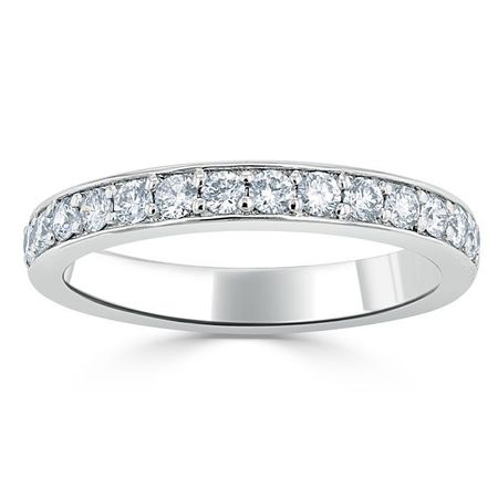 Wedding ring Saudi Arabia  1.00ct Wedding Band, Delicate Half Eternity Ring, 3.00mm Wide Pave Set