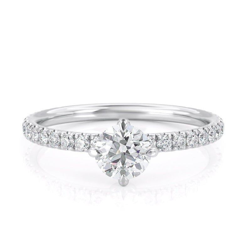 Best Wedding Bands Singapore  Round Cut Moissanite Engagement Ring, Compass Setting