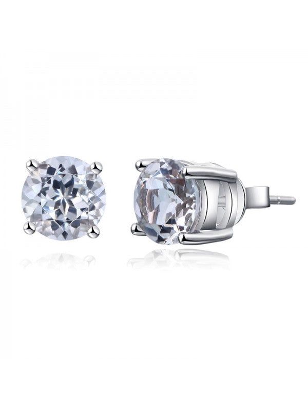 Wedding Ring Price In Saudi Arabia  1.55ct each, Round Cut White Topaz Earrings, 14kt White Gold