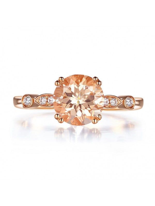 Wedding Ring Australia  1.20ct Rose Gold, Round Cut Morganite Engagement Ring, Available in All Metals