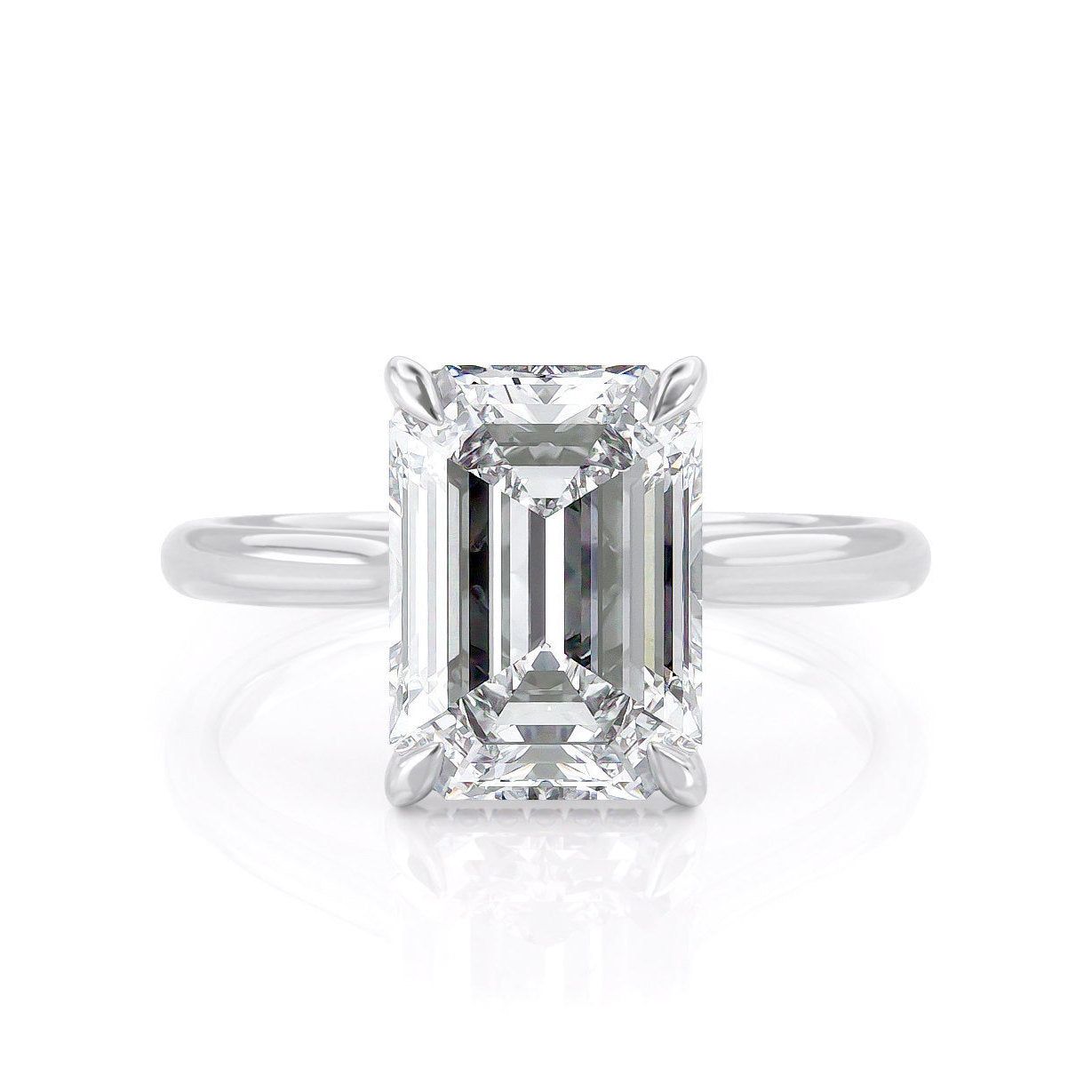 Adelaide Wedding Rings  Emerald Cut Hidden Halo Moissanite Engagement Ring