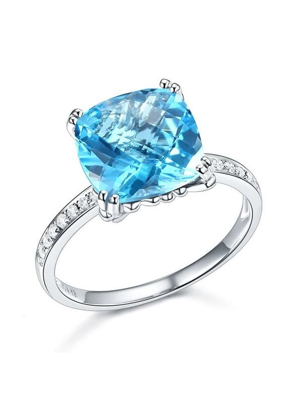 Engagement Rings Kuwait  4.50ct Cushion Cut Luxury Blue Topaz Dress Ring, Available in All Metals