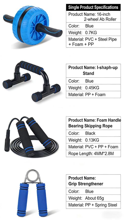 AB Wheel Kit Home Fitness Equipment 5 in 1 Jump Rope Hand Gripper Push up Bar Workout Kit for Body Building