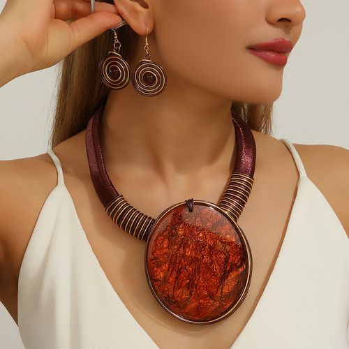 🔥🔥🔥Exaggerate Aluminium Circle Jewelry Sets for Women Gold Color Silver Color African Necklace Earrings Set Party Jewelry Gifts