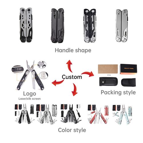 All-In-One Stainless Steel Tactical OEM Pocket Survival Multifunction Camping Multitools with Plier Screwdriver Blade