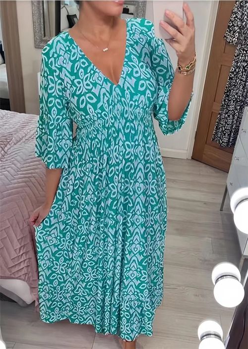 🔥Vestido floral com decote em V