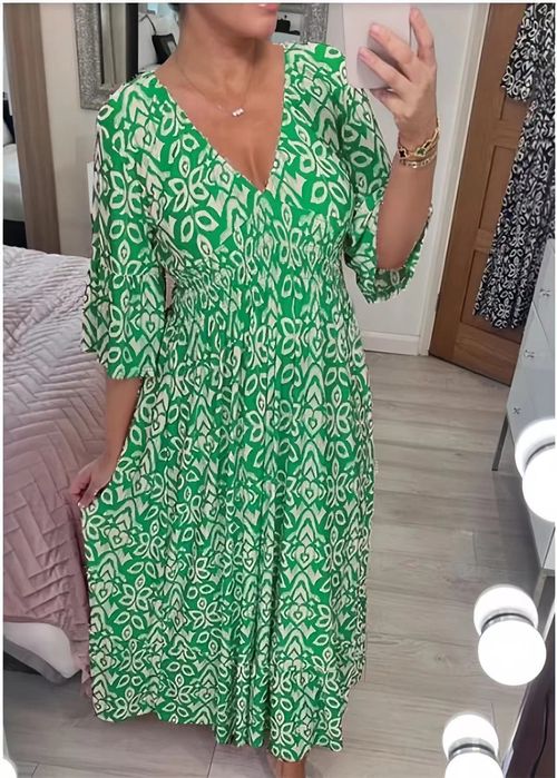 🔥Vestido floral com decote em V