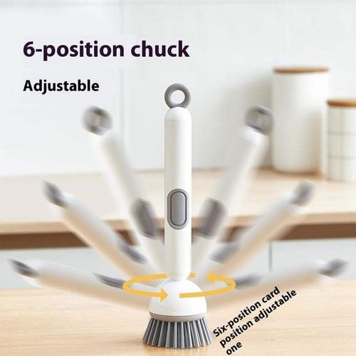 360° multipurpose non-stick long pot brush with liquid soap dispenser