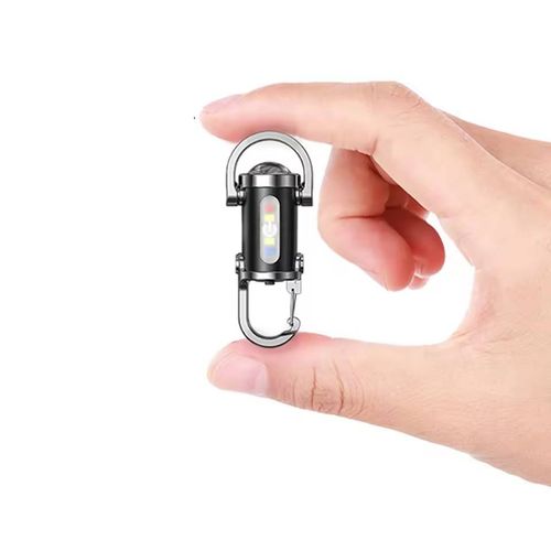 Rechargeable mini keychain flashlight 7 modes LED emergency light for camping, hiking, daily use