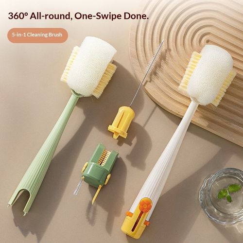 5-in-1 Multifunctional Bottle Brush Set, Multi-Purpose Cleaning Brush for Cup Lids, Straws, Baby Bottles, Universal Household Kitchen Cleaning Tool