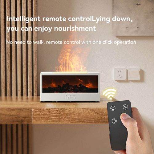 3D Simulated Flame Fireplace Essential Oil Diffuser, Color Changing Light Aromatherapy Humidifier with Remote Control