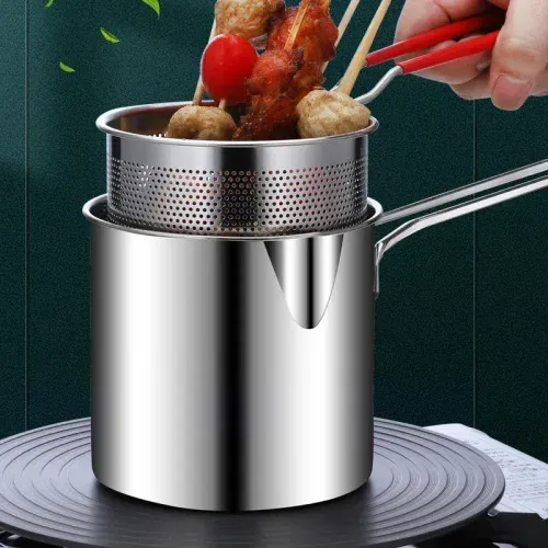 Anti-Splash Mini Deep Fryer Pot, Safe Oil Drain Basket, Multi-Use for Daily Home Frying