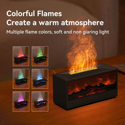 3D Simulated Flame Fireplace Essential Oil Diffuser, Color Changing Light Aromatherapy Humidifier with Remote Control
