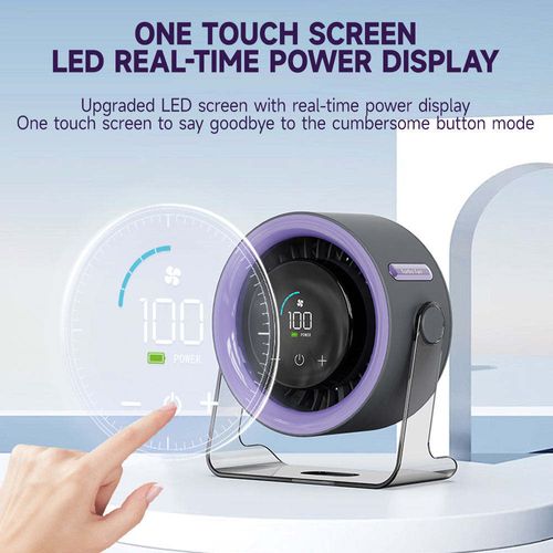Rechargeable High-Speed Desktop Fan, 100-Speed Adjustable Circulating Fan, USB Silent Wall-Mountable Mini Cooling Fan with LED Power Display for Ghana Blackout, Office & Dorm