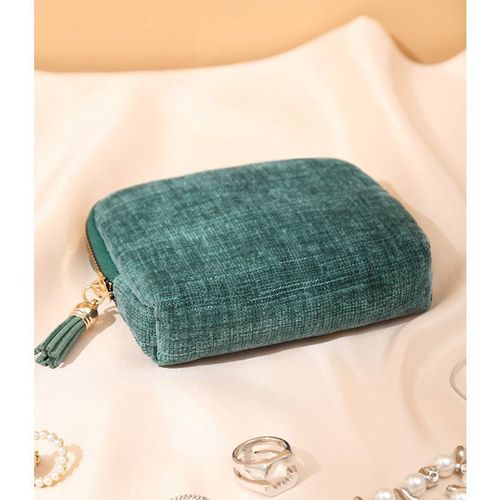 Portable Velvet Jewelry Storage Bag with Zipper Tassel, Multi-Layer Anti-Tangle Earring Necklace Organizer