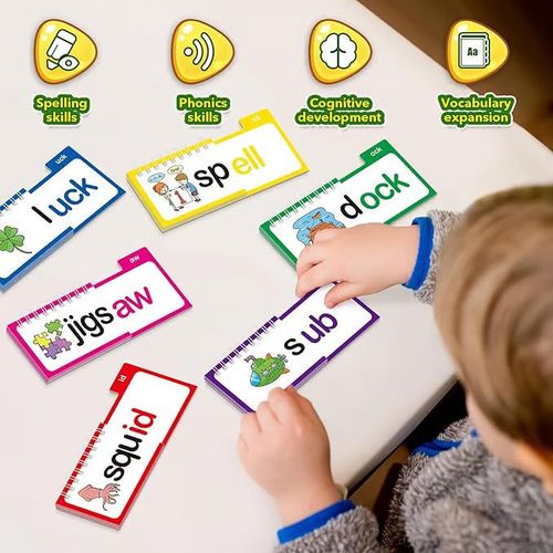 30PCS Kids Phonics Word Family Flip Books - Ghana Preschool Early Reading & Rhyming Learning Cards