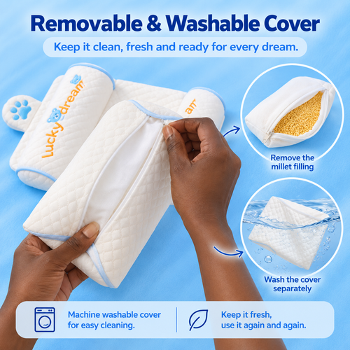 Adjustable Baby Head Support Pillow | Soft Cotton, Breathable & Washable  for 0-12 Months Babies