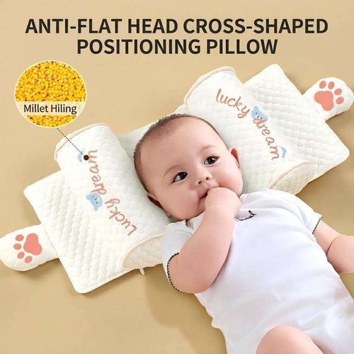 Anti-Flat Head Baby Shaping Pillow | Soft Cotton, Adjustable & Breathable for 0-12 Months Babies