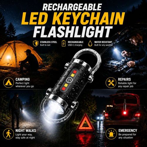 Premium Stainless Steel 7-in-1 Rechargeable Emergency Light