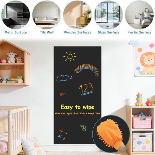 Premium Self-Adhesive Magnetic Blackboard Full Learning Kit with Letters, Numbers, Markers & Eraser