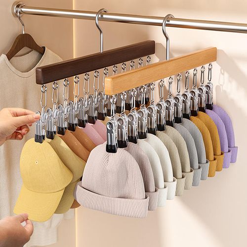 Heavy-Duty No-Mark Stainless Steel Wooden Hanger with 12 Clips, Wet or Dry Closet Organizer