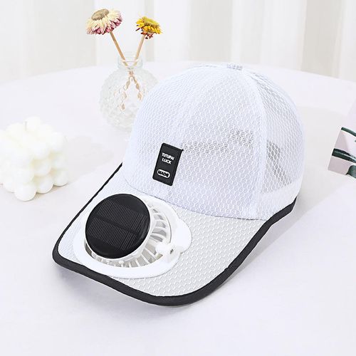 New solar powered fan sun hat UV protection wide brim mesh cap unisex