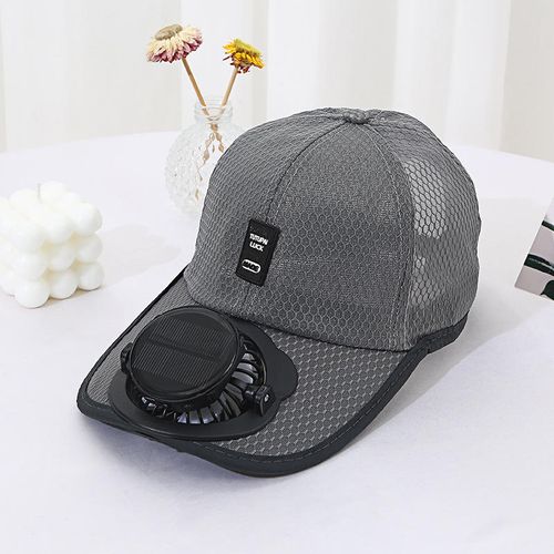 New solar powered fan sun hat UV protection wide brim mesh cap unisex